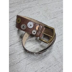 Elite Vintage Belt  Boho Size M Brown Coins Details Western Cowgirl 2" Uniqur